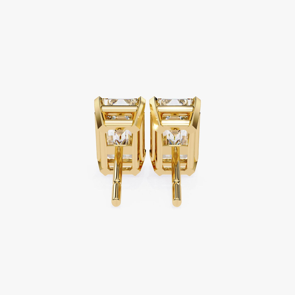 14K Gold Emerald Cut Natural Diamond Stud Earrings (0.50 ctw / 1 ctw)