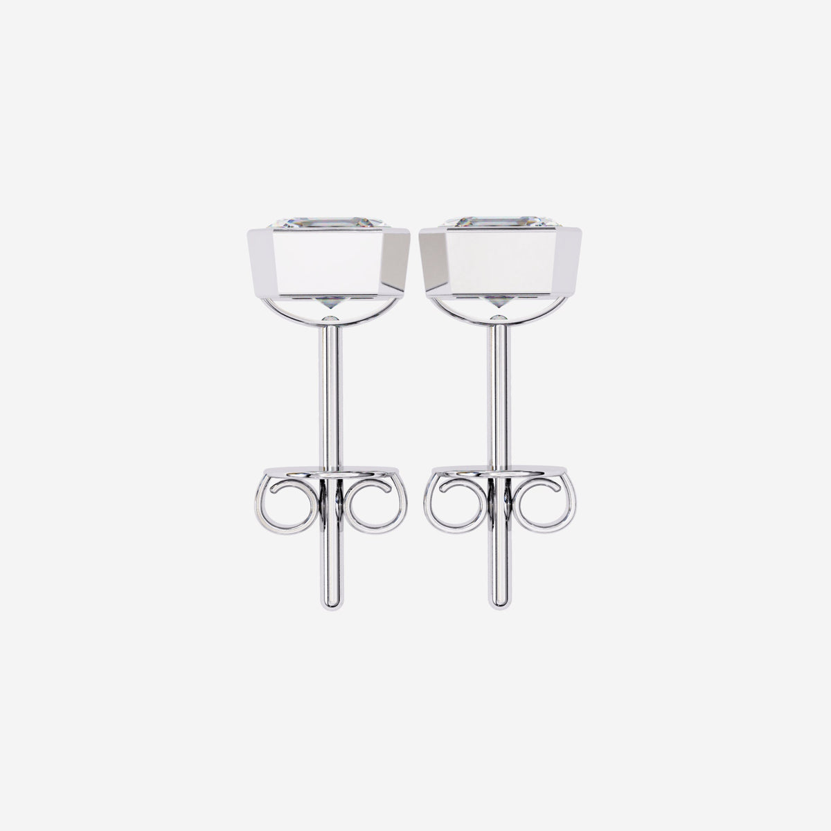 0.50-2 Ctw Asscher Cut Lab Grown Diamond Earrings, 14k Gold Bezel Set Earring, Radiant Square Solitaire Studs, Minimalist Bridal Earrings