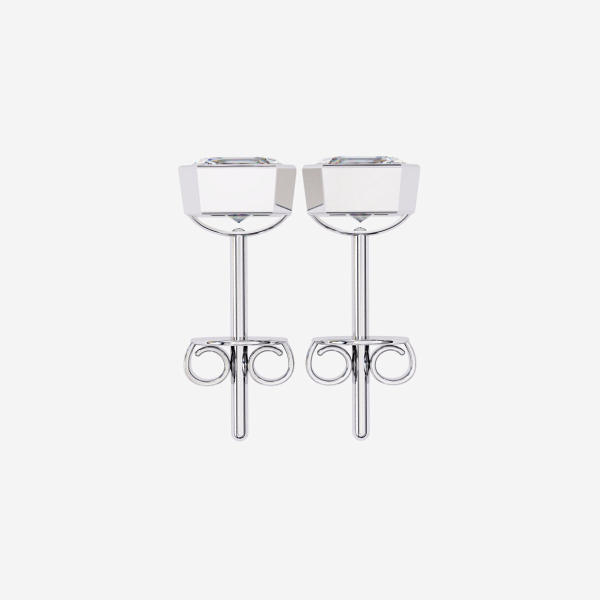 Asscher Cut Diamond Studs: 0.50 - 1 Ct 14k Gold Bezel Set Solitaire Earrings