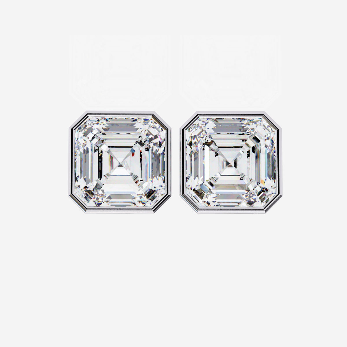 Asscher Cut Diamond Studs: 0.50 - 1 Ct 14k Gold Bezel Set Solitaire Earrings