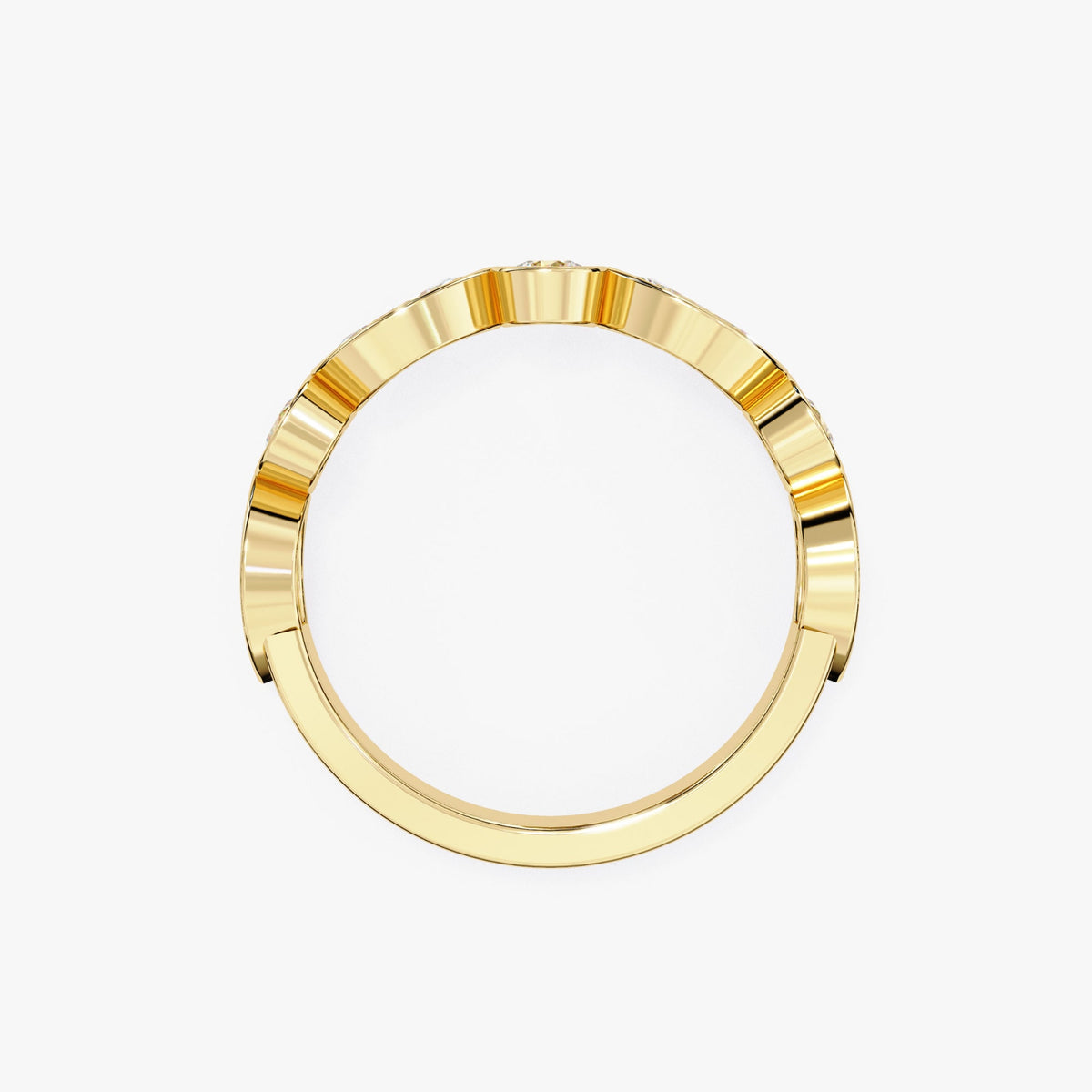 1.25 Ct Lab Grown Diamond Ring: 14K Gold Bezel Set Half Eternity