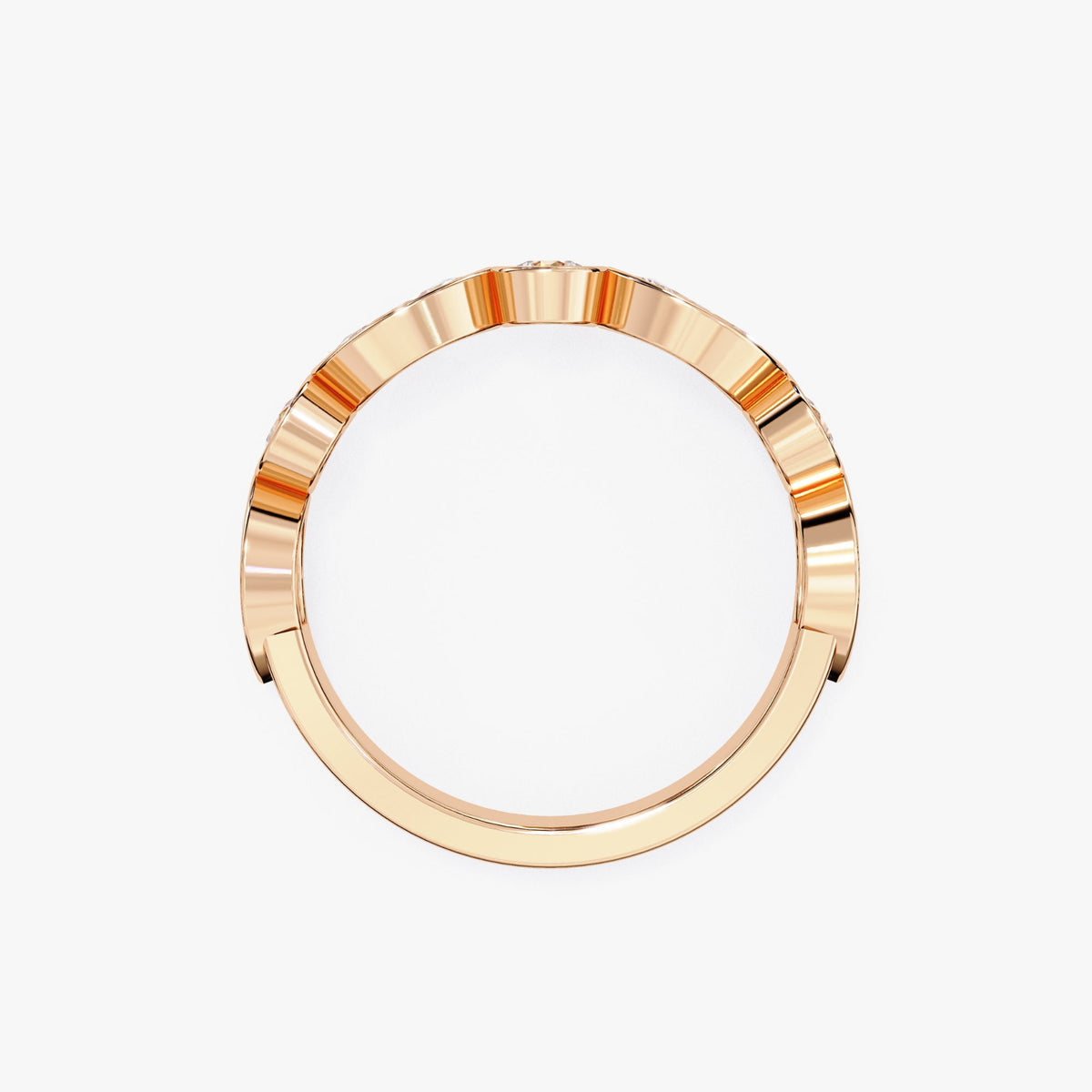 1.25 Ct Lab Grown Diamond Ring: 14K Gold Bezel Set Half Eternity