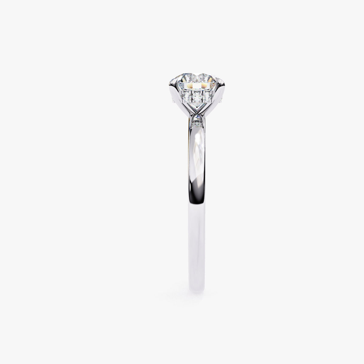Lab Grown Diamond Engagement Ring 1ct Diamond Ring 14K Gold Round Lab Created Diamond Wedding Ring Hidden Halo Everyday Classic Promise Ring Thin