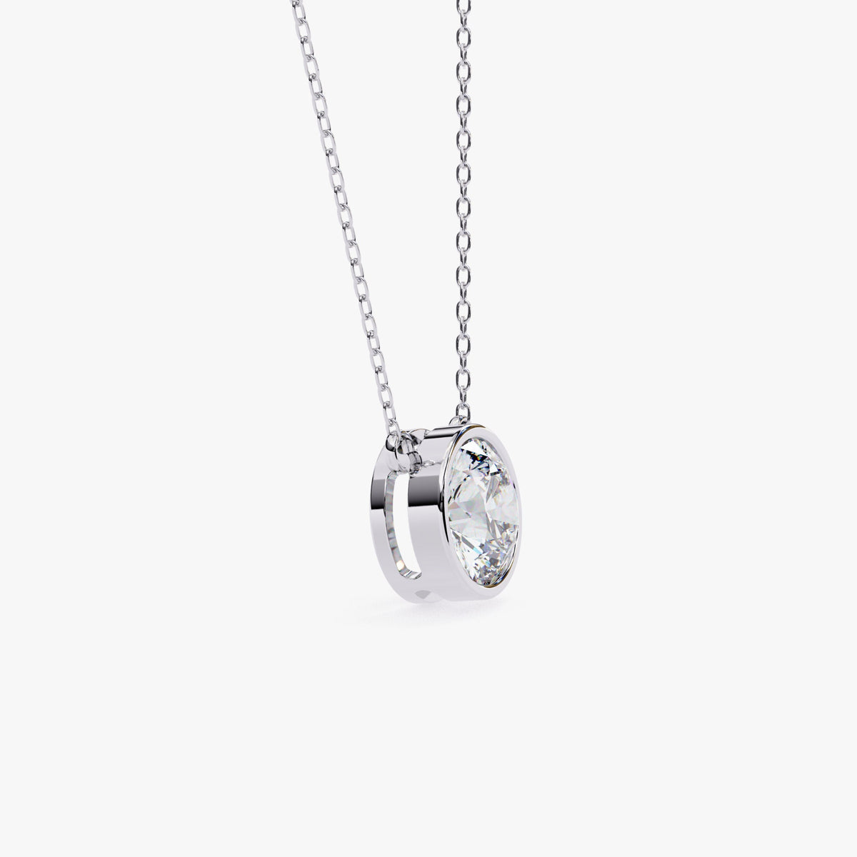 14K Gold Round Lab Grown Diamond Solitaire Pendant Necklace, 0.50 CT - 2 CT, 16-18 Inch