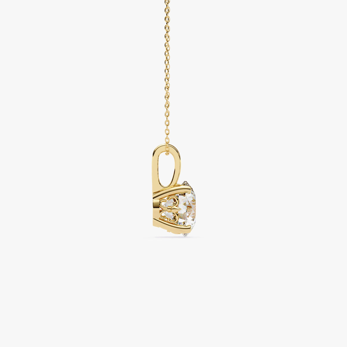 14K Gold Round Lab Grown Diamond Solitaire Necklace, 0.50 CTW - 2 CTW, 16-18 Inch
