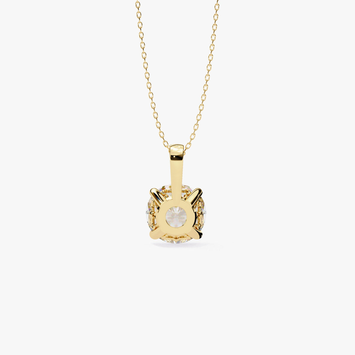 14K Gold Round Natural Diamond Solitaire Necklace, 0.50 CTW, 16-18 Inch