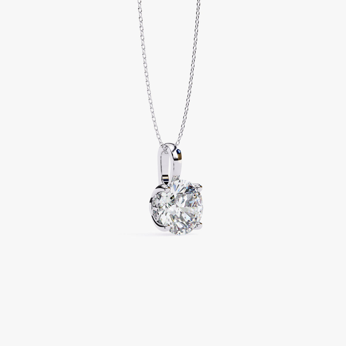 14K Gold Round Lab Grown Diamond Solitaire Necklace, 0.50 CTW - 2 CTW, 16-18 Inch