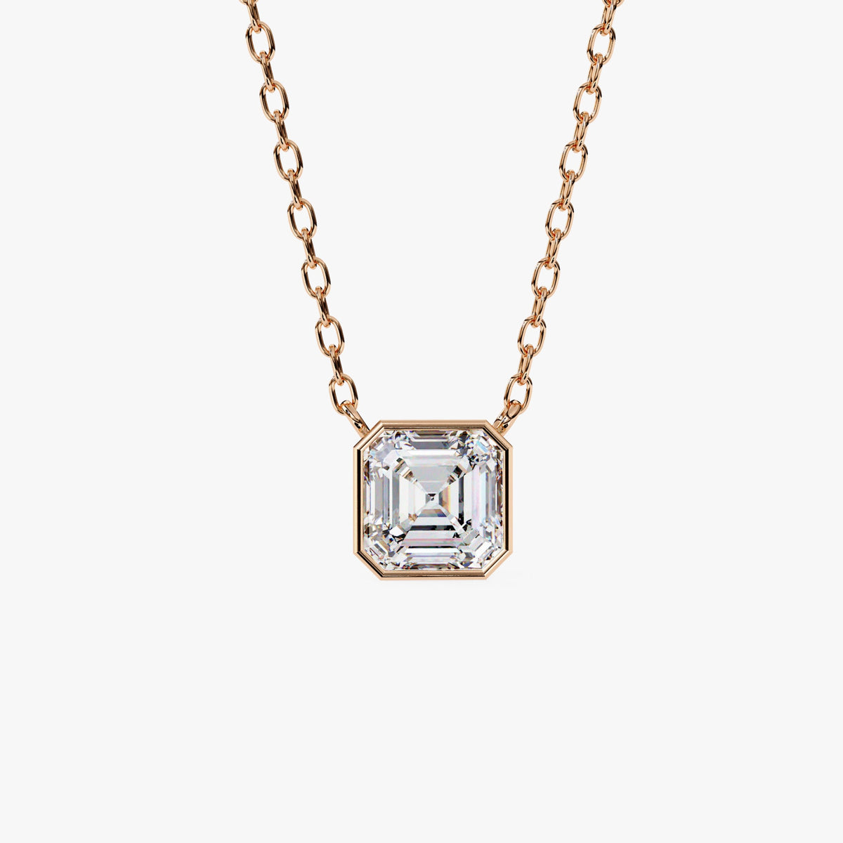 1 Ct Asscher Cut Lab Grown Diamond Pendant, 14k Gold Asscher Solitaire Necklace, Fine Jewelry Gift for Women, Wedding Day Necklace