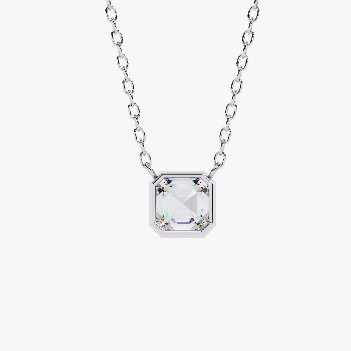 14K Gold Asscher Cut Natural Diamond Pendant, 0.50 CTW, 16-18 Inch