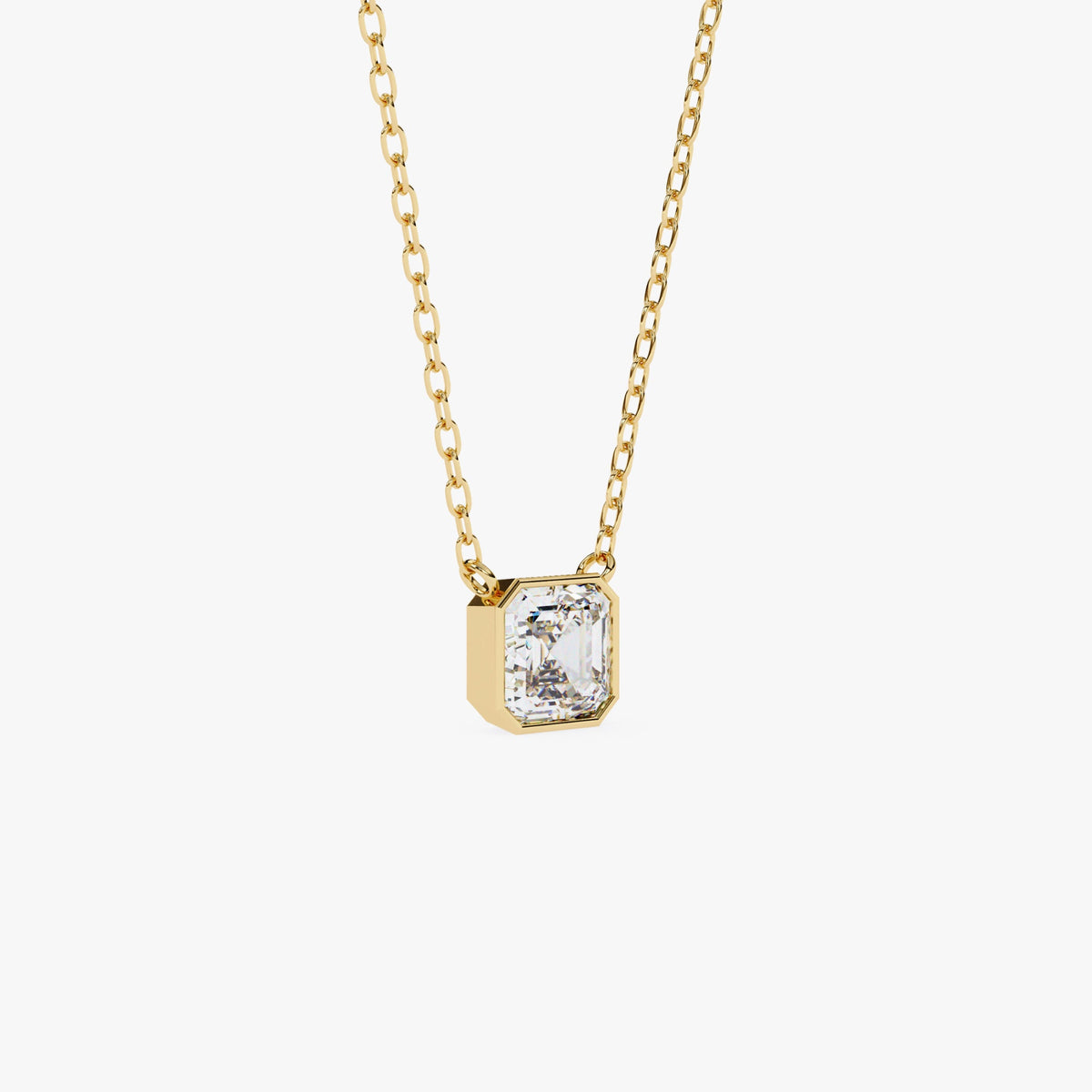 14K Gold Asscher Cut Natural Diamond Pendant, 0.50 CTW, 16-18 Inch