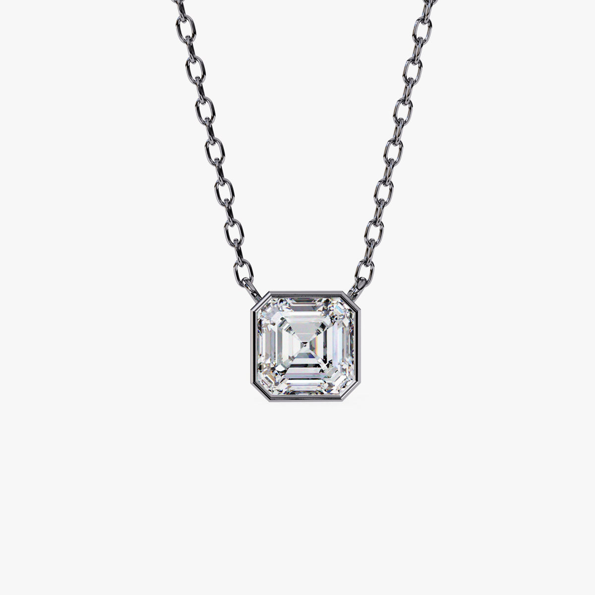 14K Gold Asscher Cut Natural Diamond Pendant, 0.50 CTW, 16-18 Inch