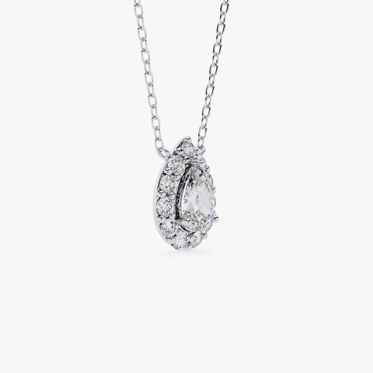 14K Gold Pear Lab Grown Diamond Halo Pendant Necklace, 0.60 CTW, 16-18 Inch