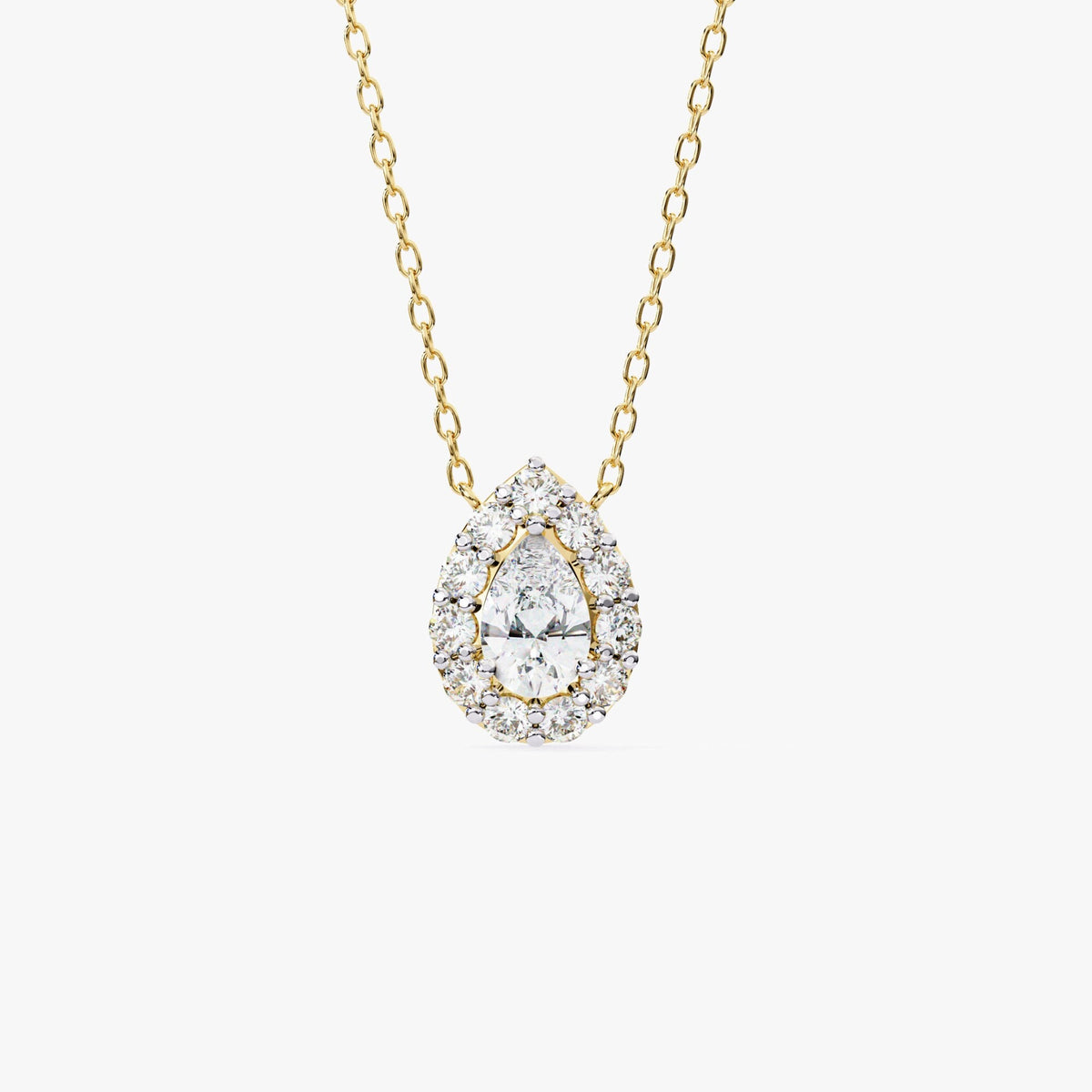 14K Gold Pear Lab Grown Diamond Halo Pendant Necklace, 0.60 CTW, 16-18 Inch