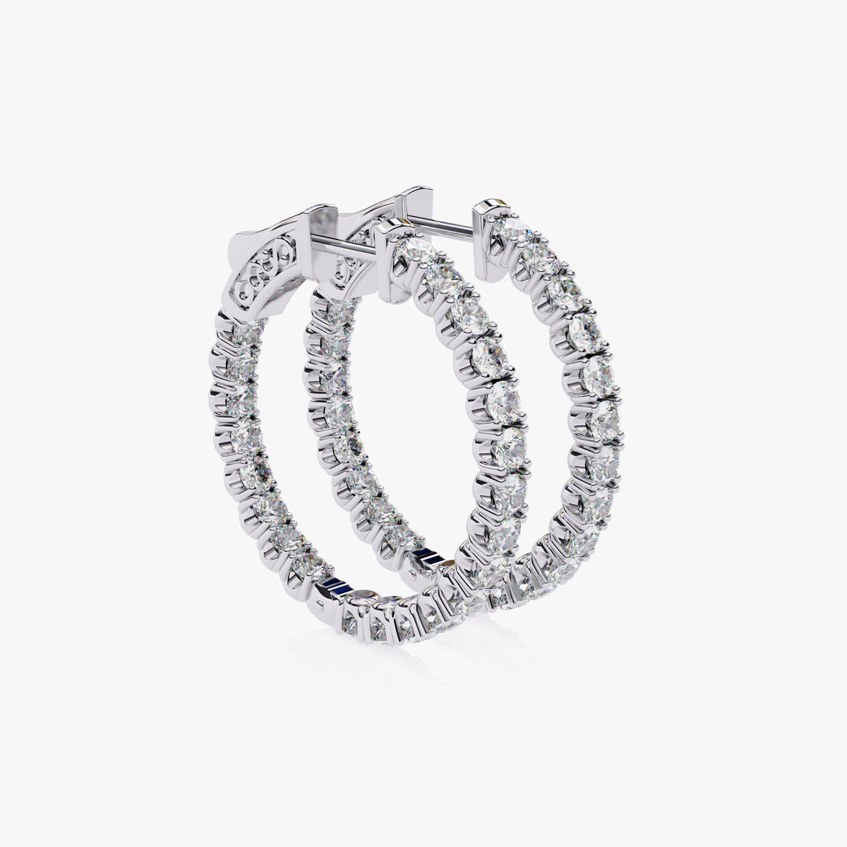 Inside Out Diamond Hoops Large Diamond Hoop Earrings 14k Solid Gold Diamond Hoops 1.75ctw Lab Grown Diamond Round Hoops 23MM Statement Hoops