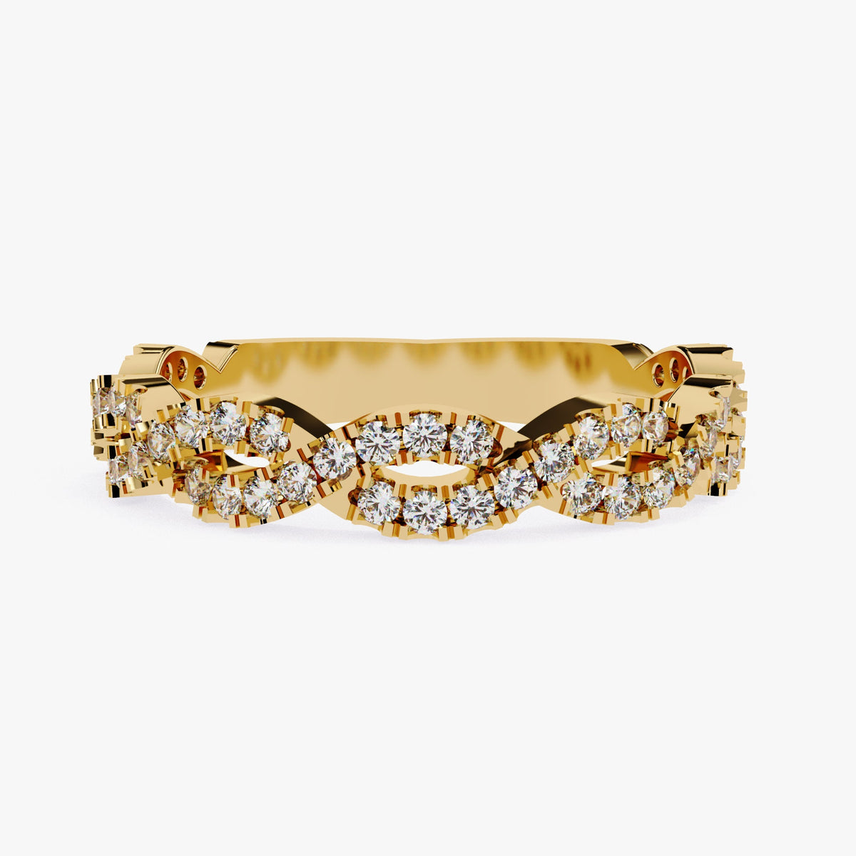 14K Twist Diamond Ring: 0.50 Ctw Half Eternity Infinity Wedding Band