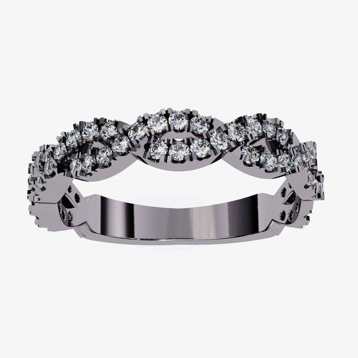 14K Twist Diamond Ring: 0.50 Ctw Half Eternity Infinity Wedding Band