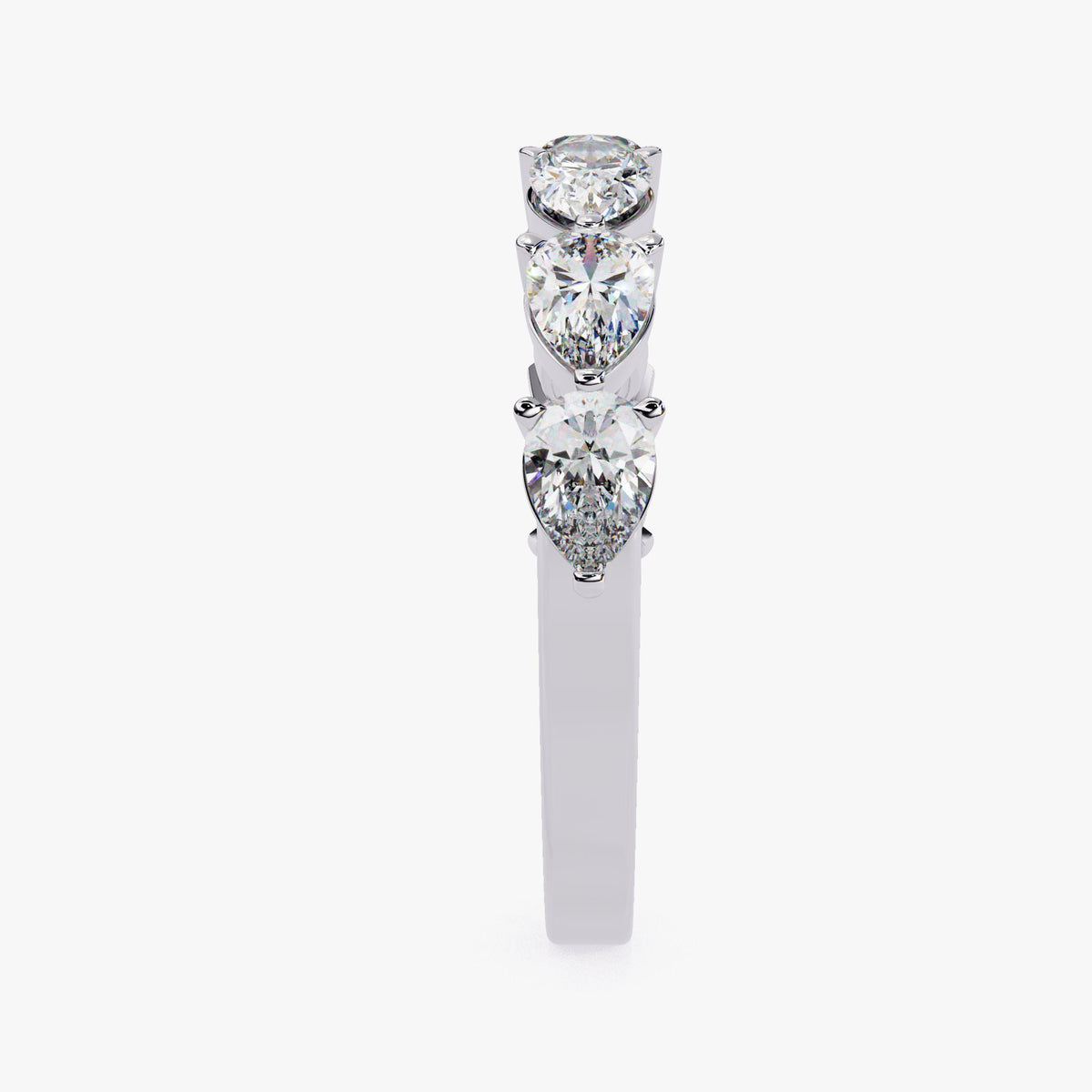 1.20 CTW Pear Natural Diamond 14k Gold Ring - Half Eternity Wedding Band