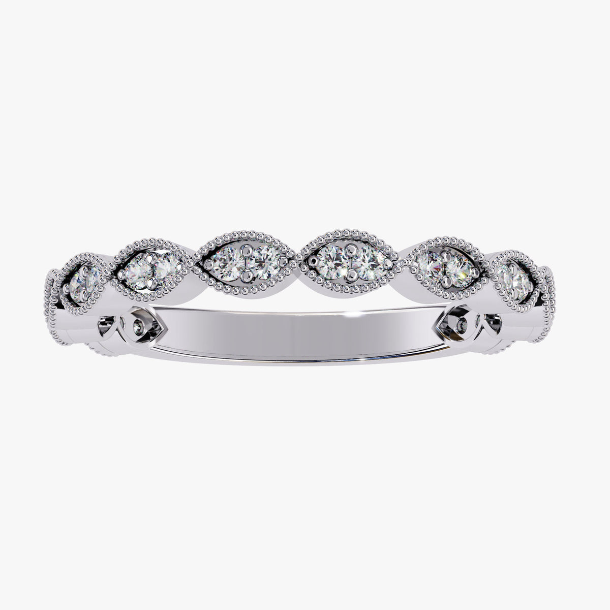 14K Gold Marquise Lab Grown Diamond Ring: 0.25Ctw Vintage Band