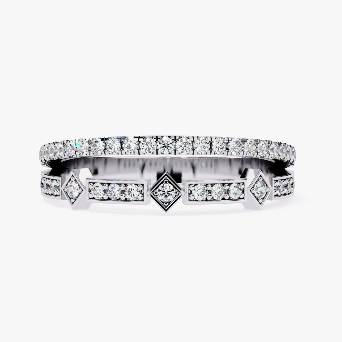 0.25 CT Round Lab Grown Diamond Ring: 14K Gold Split Shank Art Deco Band