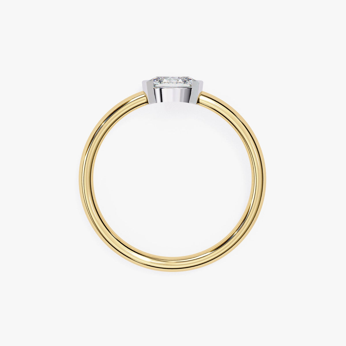 0.30Ct East West Oval Diamond Ring: 14k Gold Bezel Solitaire