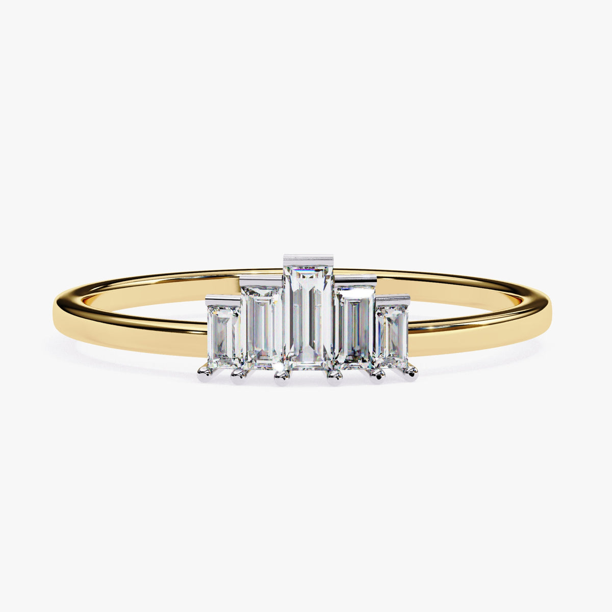 Baguette Lab Grown Diamond Ring: 14k Gold Tiara Band, Channel Setting (0.20Ct)