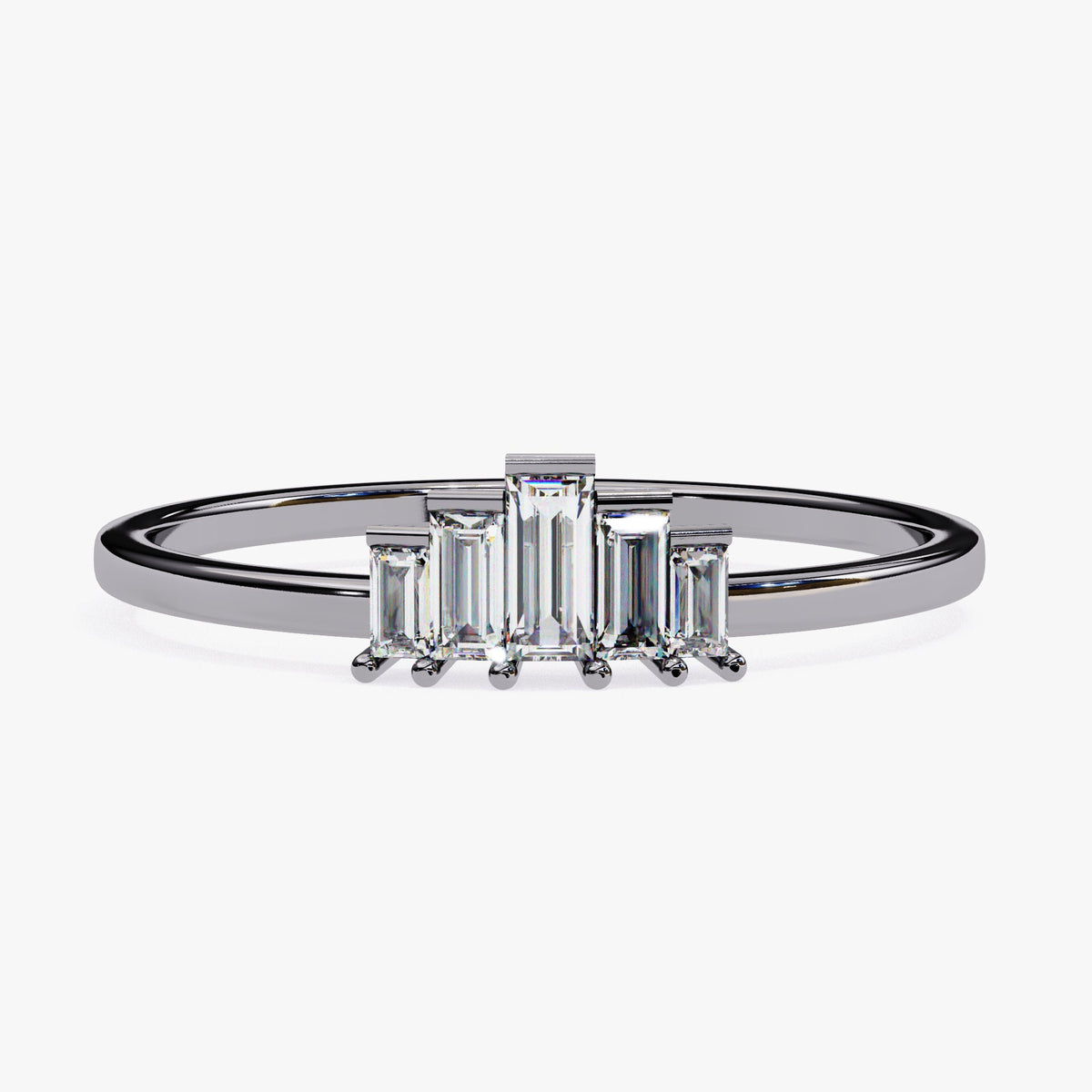 Baguette Lab Grown Diamond Ring: 14k Gold Tiara Band, Channel Setting (0.20Ct)