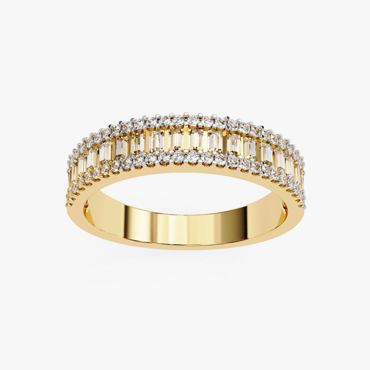 Baguette Diamond Ring: 0.60 CT Half Eternity 14k Gold Band