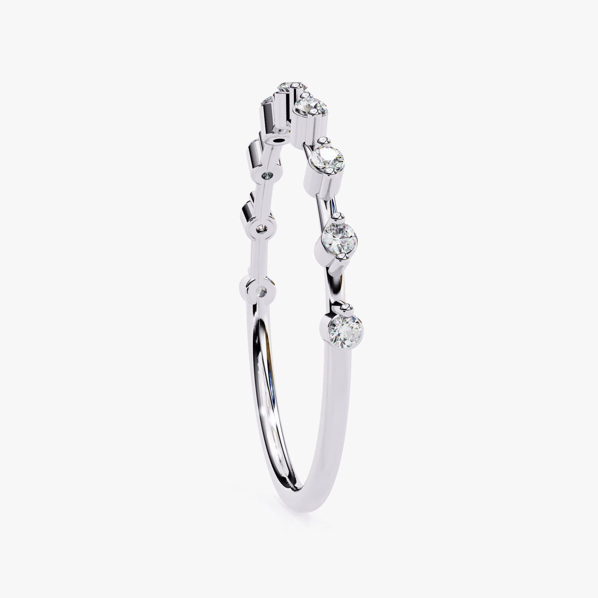 Dainty 14k Gold Diamond Wedding Band: 0.10Ct Minimalist Stacking Ring