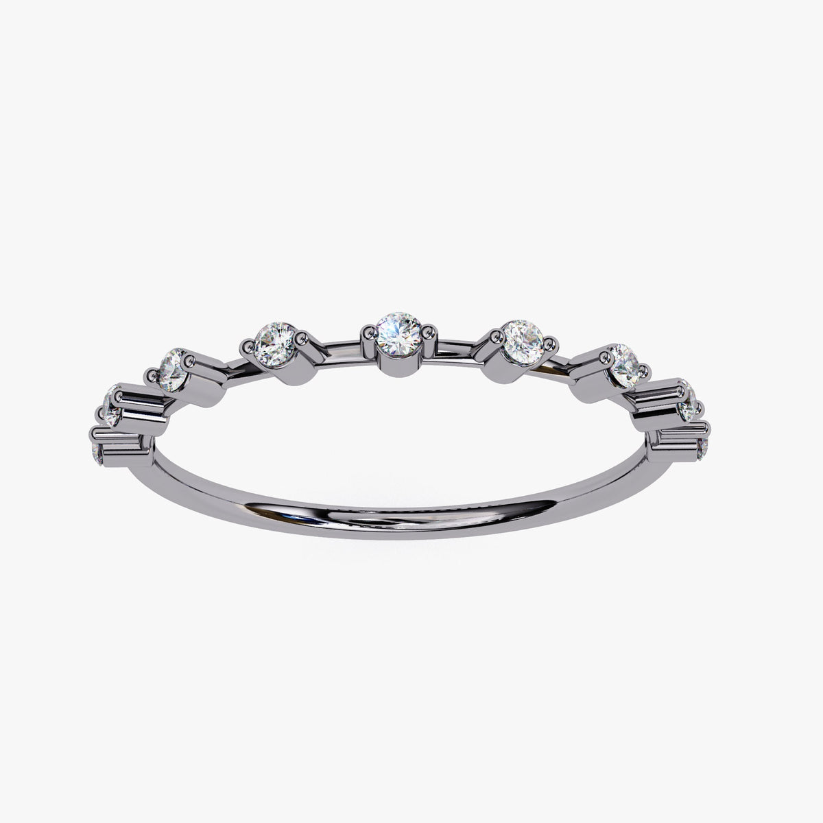 Dainty 14k Gold Diamond Wedding Band: 0.10Ct Minimalist Stacking Ring