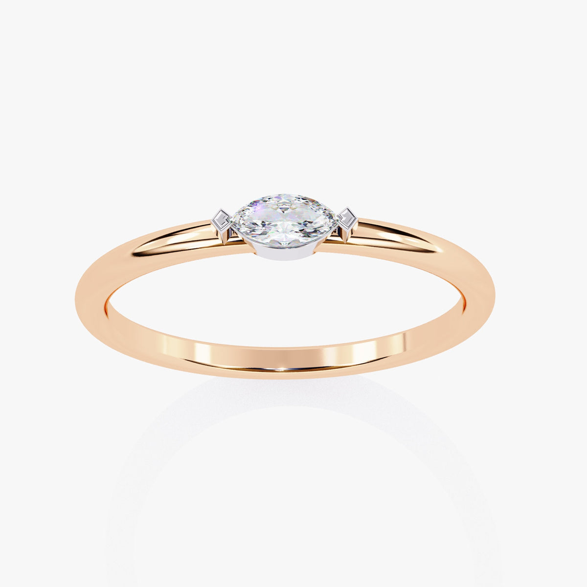 Marquise Diamond Wedding Band, 0.10 CT Natural Diamond, 14K White Gold Solitaire Ring