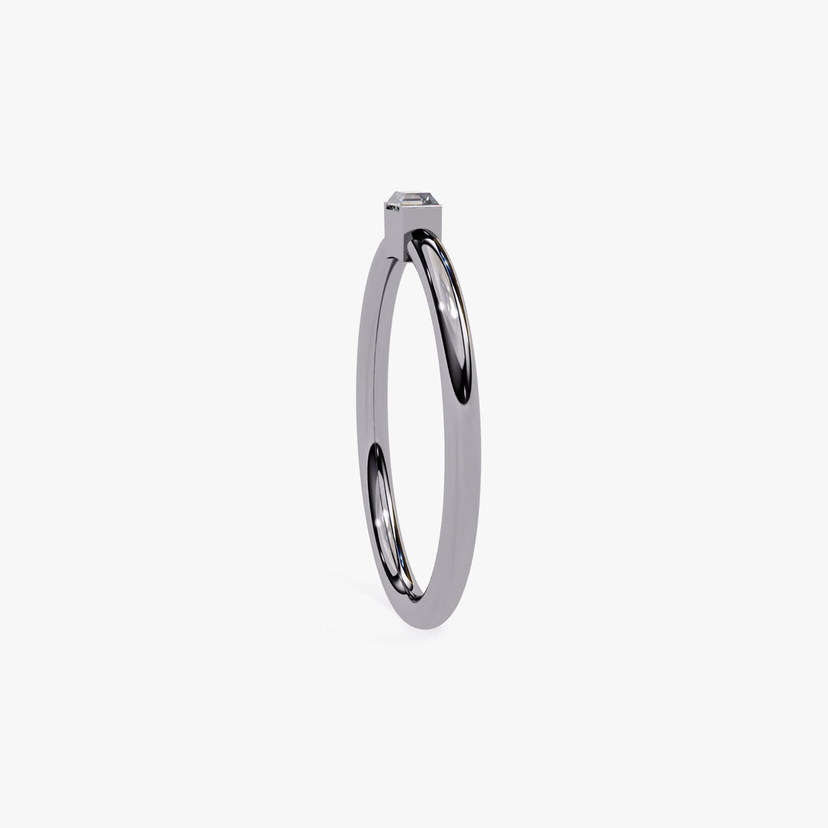 0.10 CT Baguette Natural Diamond Ring, 14k Gold Band Ring, Dainty Diamond Ring, Half Bezel Setting Baguette Ring, Promise Ring, Stacking