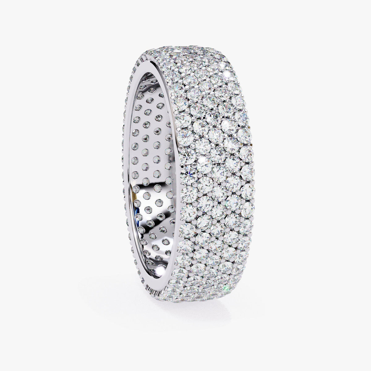 2 CT Round Lab Grown Diamond Ring: 14K Gold Multi Row Eternity Band