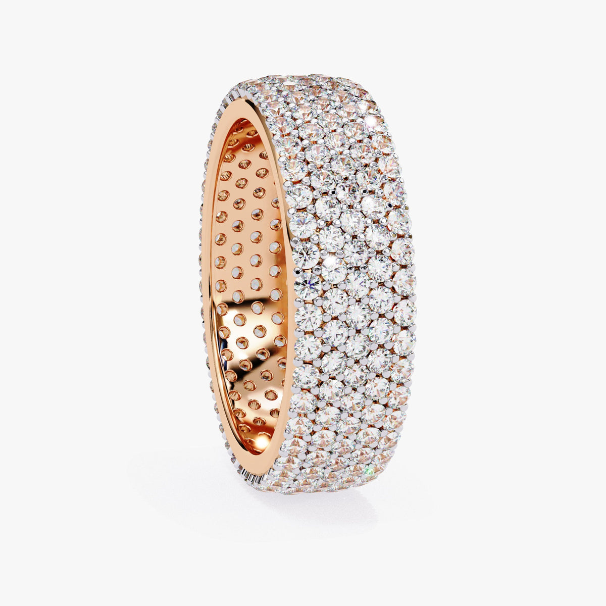 2 CT Round Lab Grown Diamond Ring: 14K Gold Multi Row Eternity Band