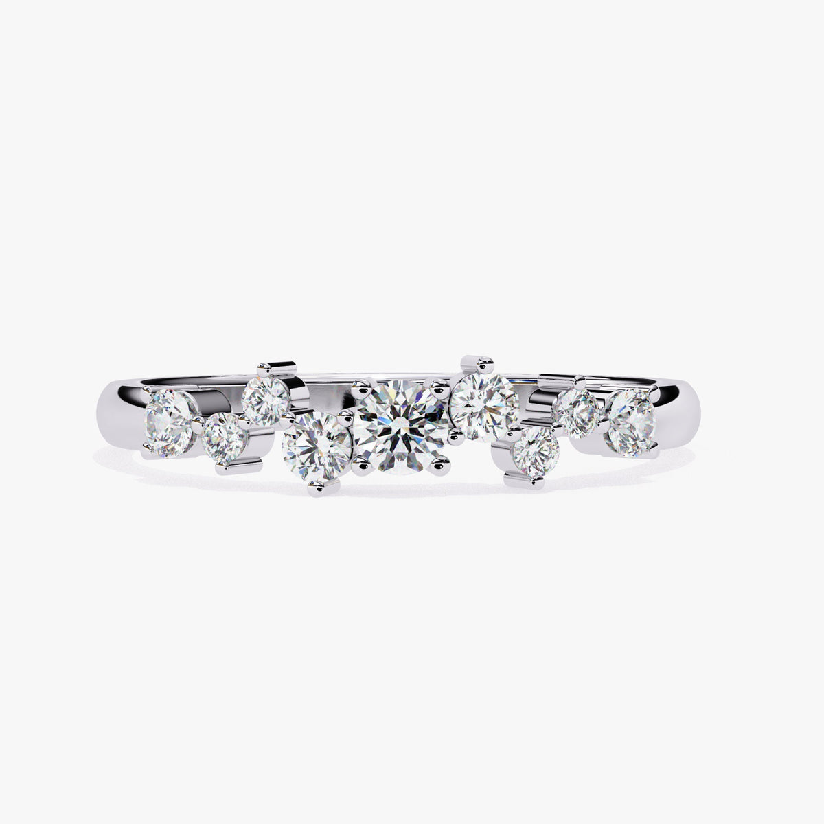 14k Gold Natural Diamond Cluster Ring: Prong Setting Wedding Band (0.60 Ct)