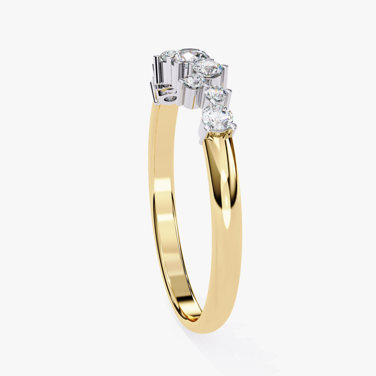 14k Gold Natural Diamond Cluster Ring: Prong Setting Wedding Band (0.60 Ct)