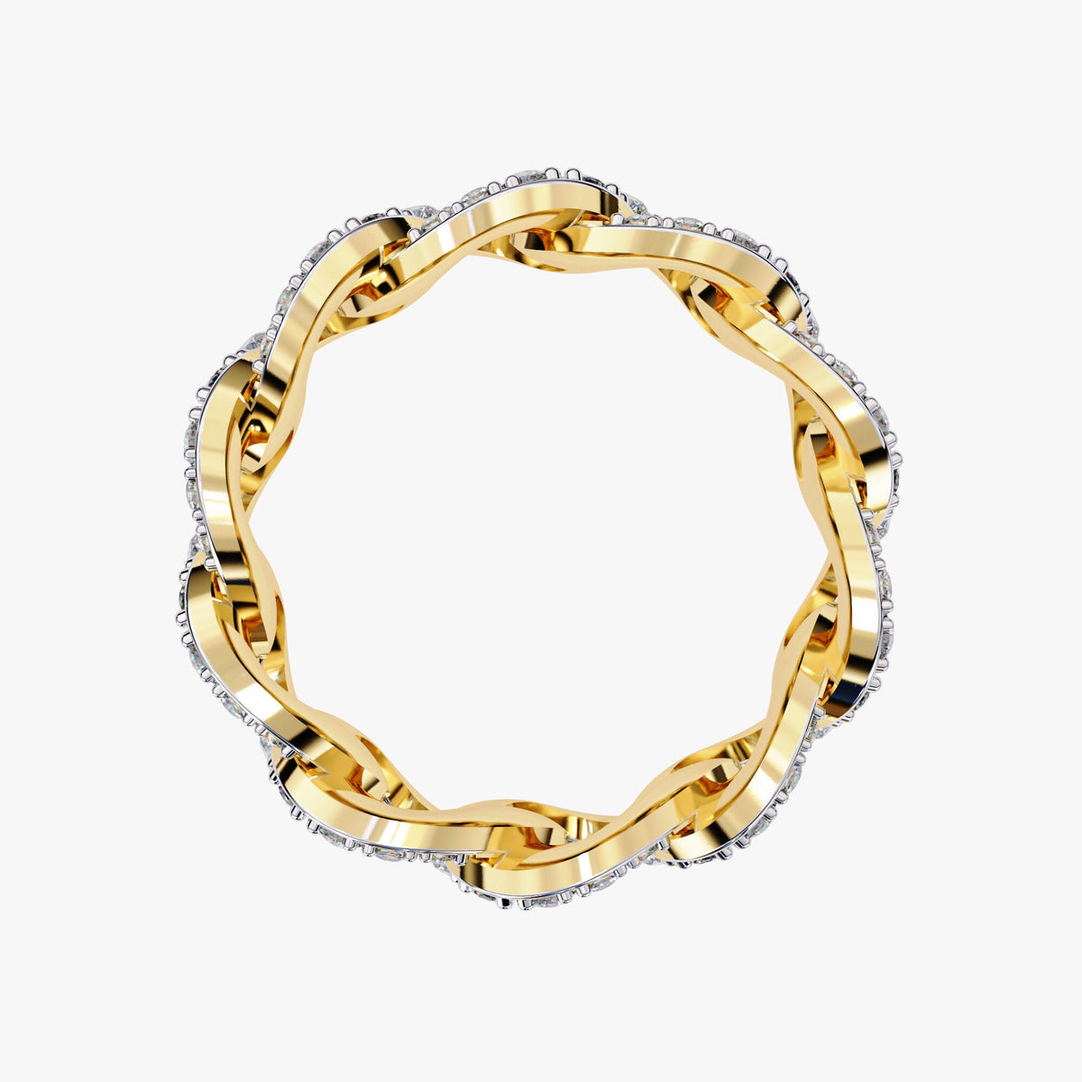 1.40 Ct Lab Grown Diamond 14k Gold Chain Link Ring