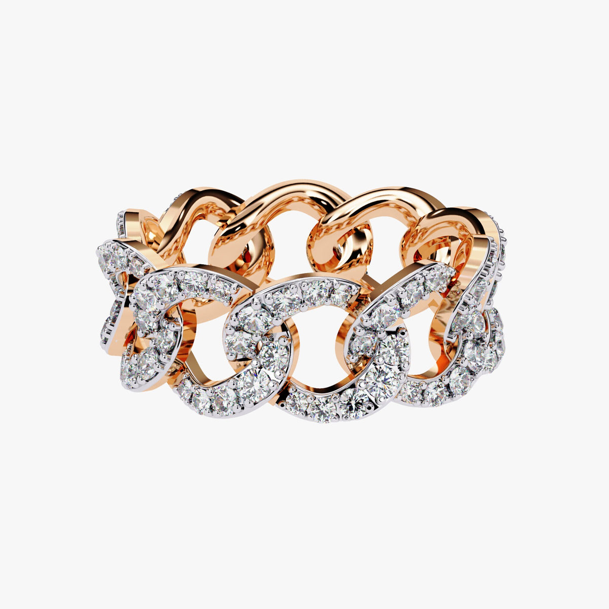 1.40 Ct Lab Grown Diamond 14k Gold Chain Link Ring