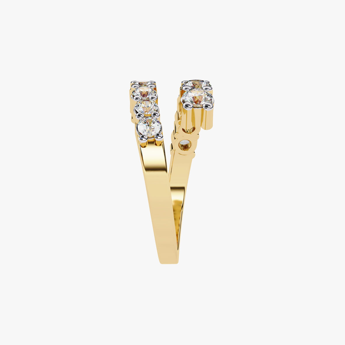 1.30 Ct Lab Grown Diamond Spiral Ring: 14K Gold Open Cuff