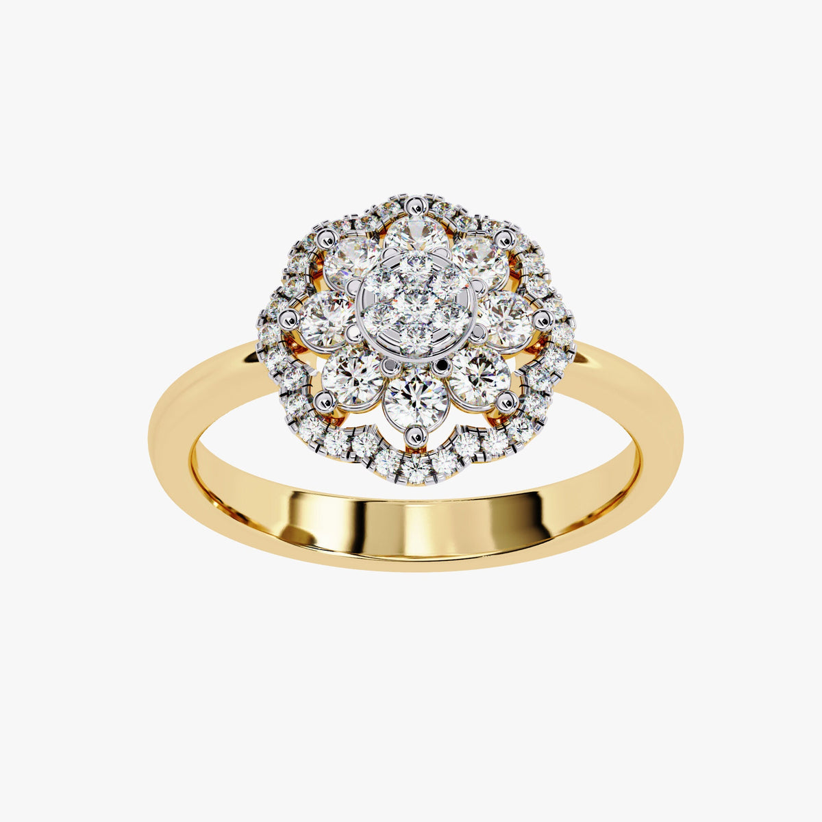 0.50 CT Floral Diamond Ring: 14k Gold Flower Promise Ring