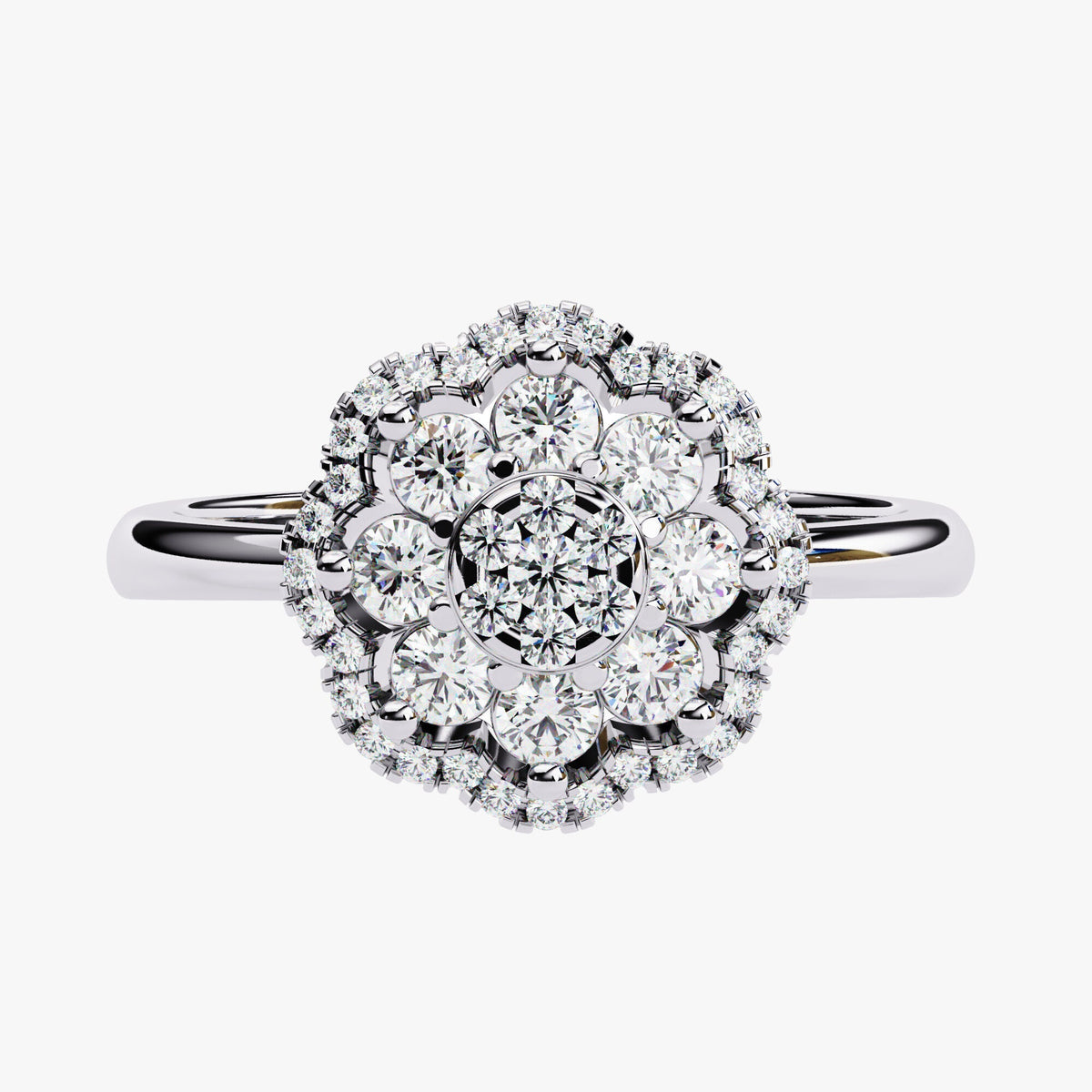 Floral Lab Grown Diamond Ring: 14k Gold Flower Cluster Engagement Ring 0.50Ct