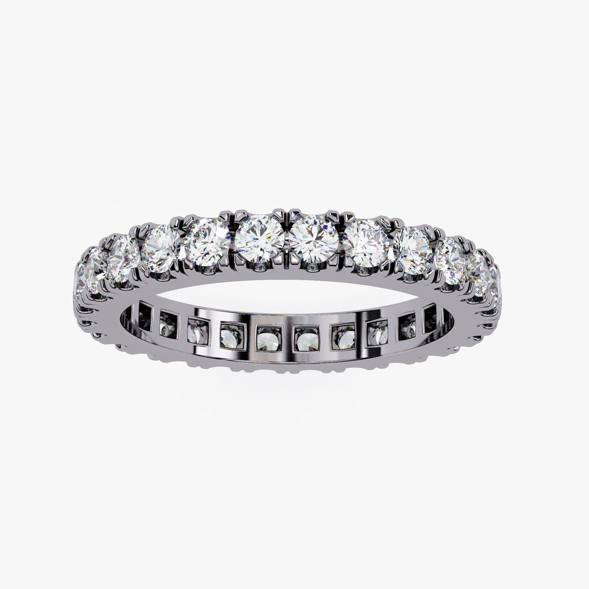 1.35 CT Diamond Eternity Band Ring: 14k Gold Anniversary Ring, 2.4MM