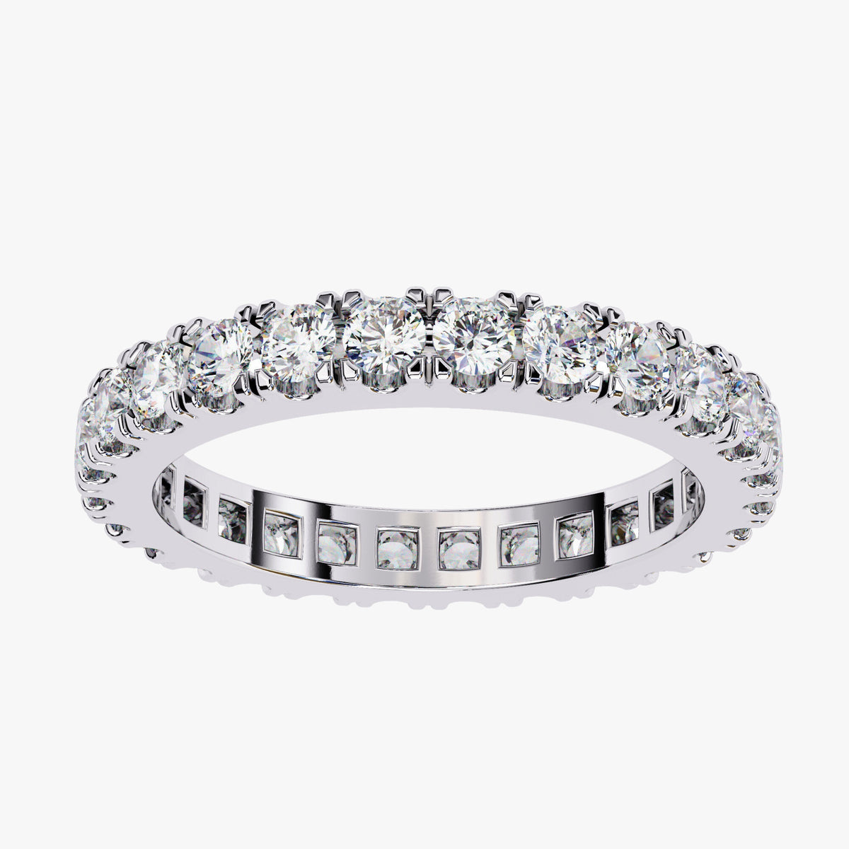 1.35 CT Lab Grown Diamond Eternity Band Ring - 14k Gold 2.4MM Milestone Anniversary Band