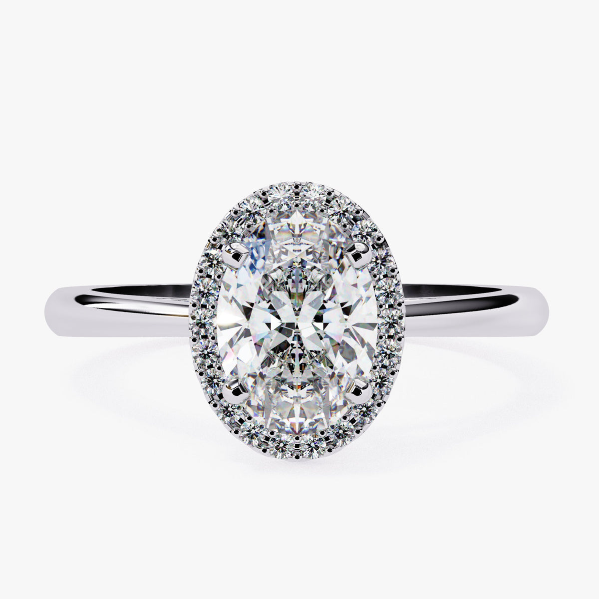 Oval Cut Halo Engagement Ring 14K Solid Gold 1.00 CT Brilliant Lab Grown Diamond Ring / Solitaire Lab Created Engagement Ring for Women