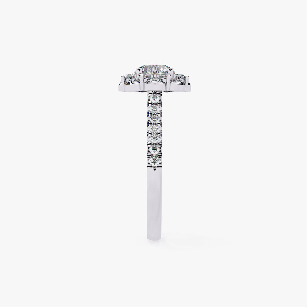 Unique Vintage Style Floral Diamond Halo Engagement Ring Lab Grown Diamond Ring Eco-Friendly Round Diamond Ring Flower Engagement Ring