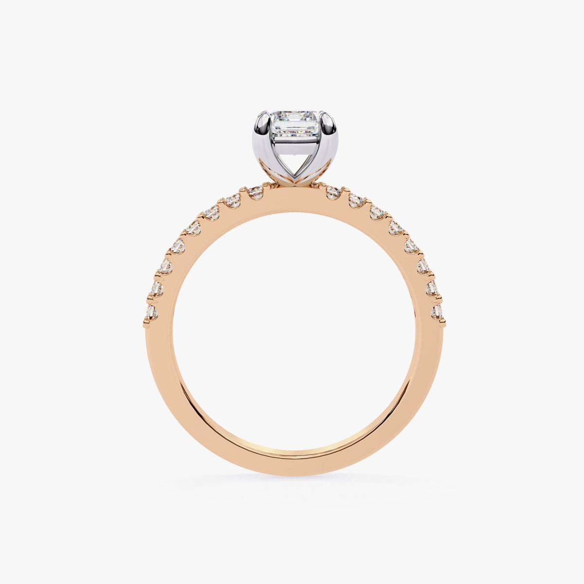 Emerald Cut Lab Grown Diamond Engagement Ring 1.75 ct White Gold Lab Created Diamond Ring Diamond Pave Band Emerald Shape Bridal Ring