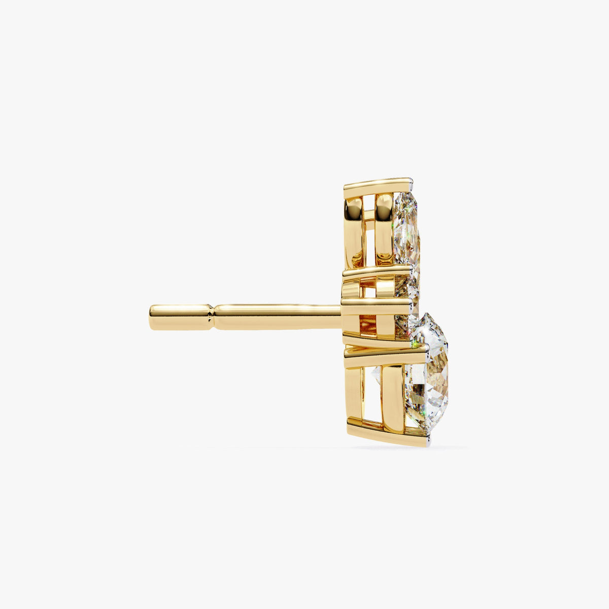1.40 CT Round Marquise Lab Grown Diamond Stud Earrings, 14K Gold Earrings, Prong Set Unique Diamond Earrings, Dainty Women Wedding Earring