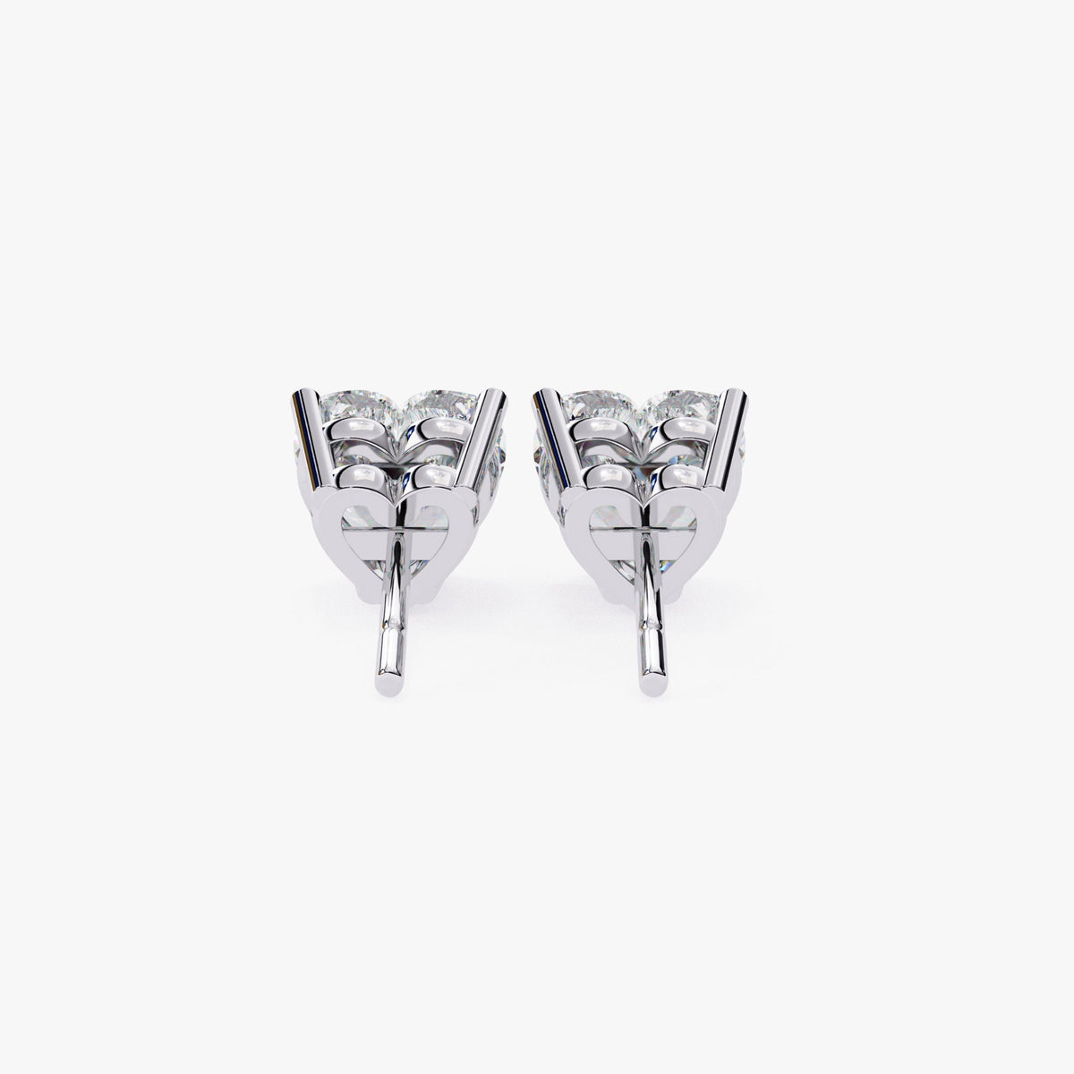 14K Solid Gold Heart Diamond Stud Earrings (0.50 - 1 ctw)
