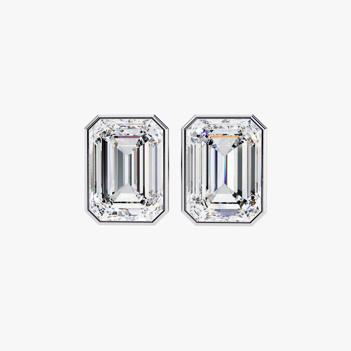 0.50-2 Ctw Emerald Cut Lab Grown Diamond Stud Earring, 14k Gold Bezel Setting Solitaire Emerald Diamond Studs, Minimalist Dainty Studs