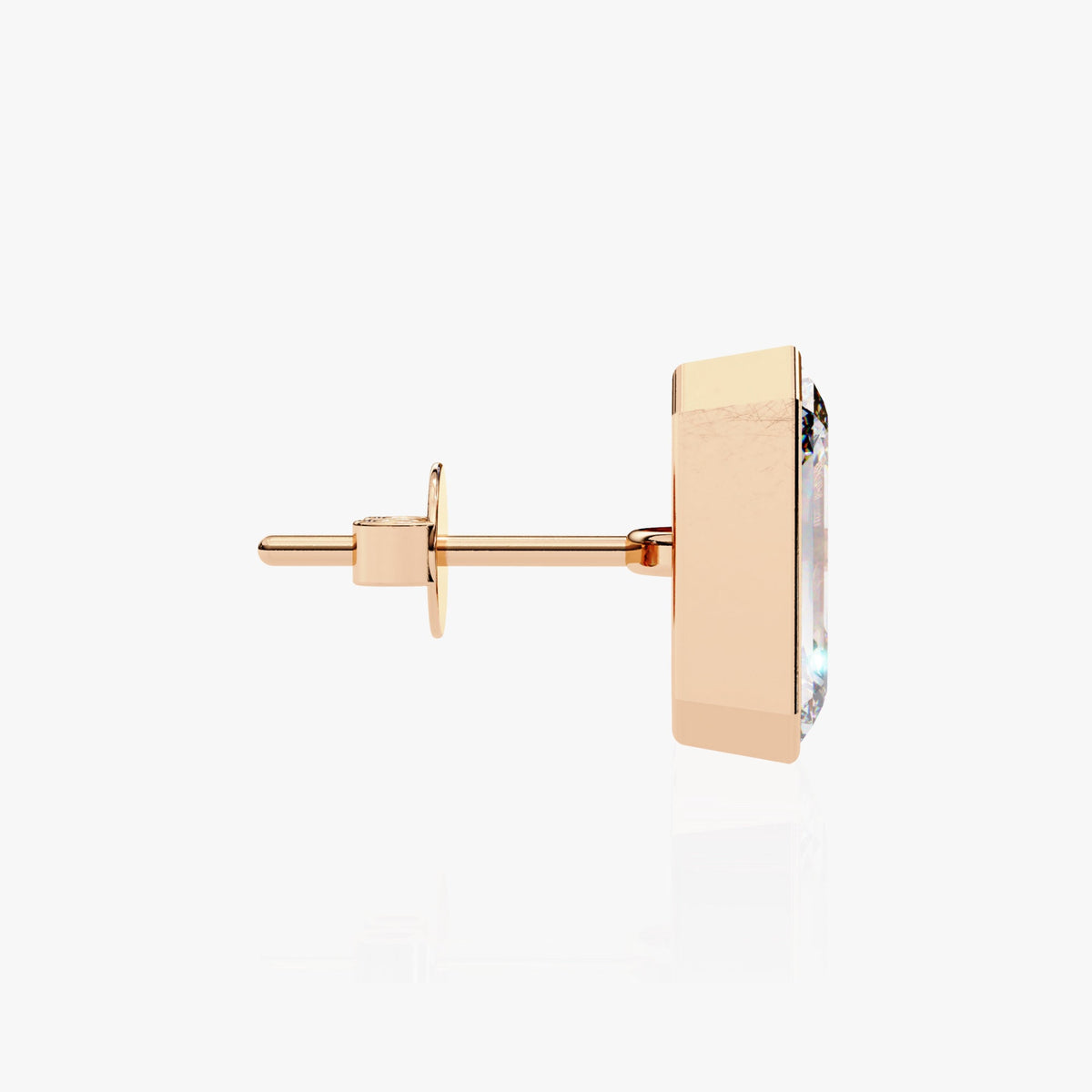 0.50-2 Ctw Emerald Cut Lab Grown Diamond Stud Earring, 14k Gold Bezel Setting Solitaire Emerald Diamond Studs, Minimalist Dainty Studs