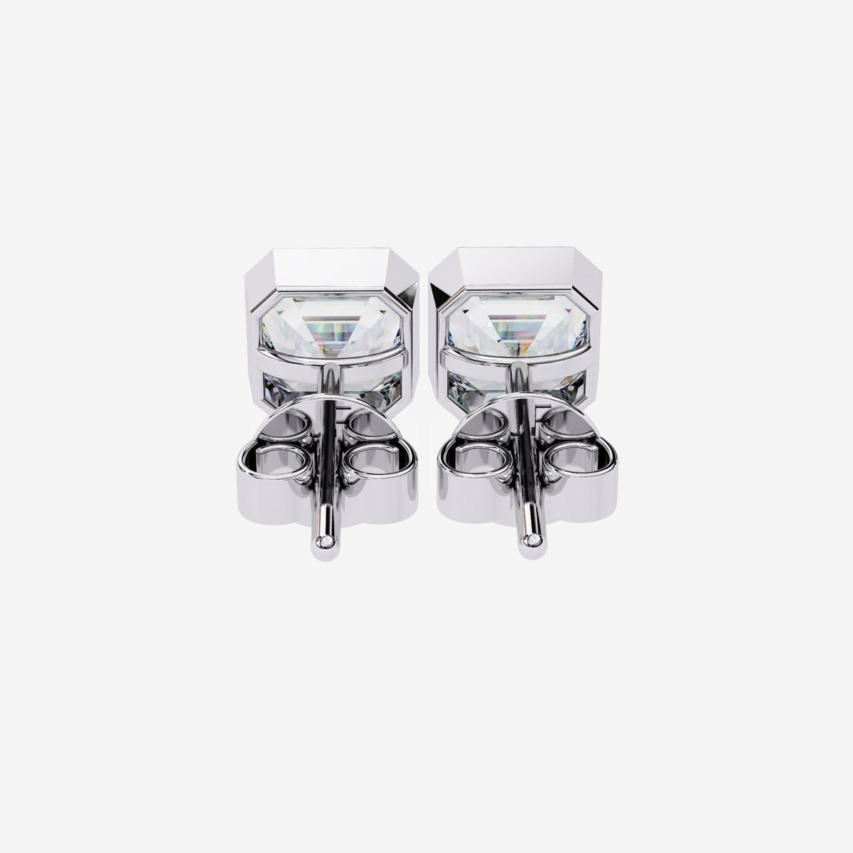 Asscher Cut Diamond Studs: 0.50 - 1 Ct 14k Gold Bezel Set Solitaire Earrings